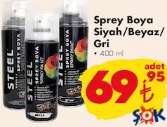 SPREY BOYA SİYAH/BEYAZ/GRİ 400 ML SPREY BOYA SİYAH/BEYAZ/GRİ 400 ML